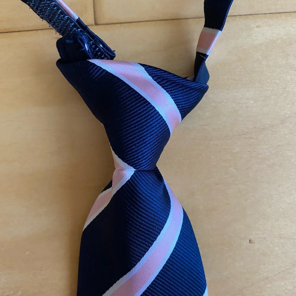 Gymboree Navy and Pink Striped Tie with Velcro Closure
